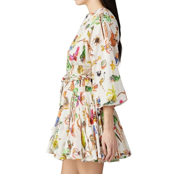 RHODE Multicolor ella safari Animal Print mini Dress minidress Med nwt leo lion - Picture 2 of 8